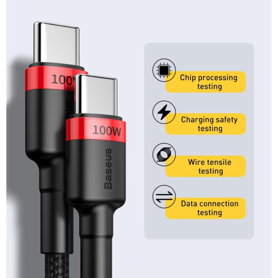 Dây cáp sạc Baseus từ USB C sang USB Type-C hỗ trợ QC 4.0 100W cho Xiaomi /Huawei /MacBook