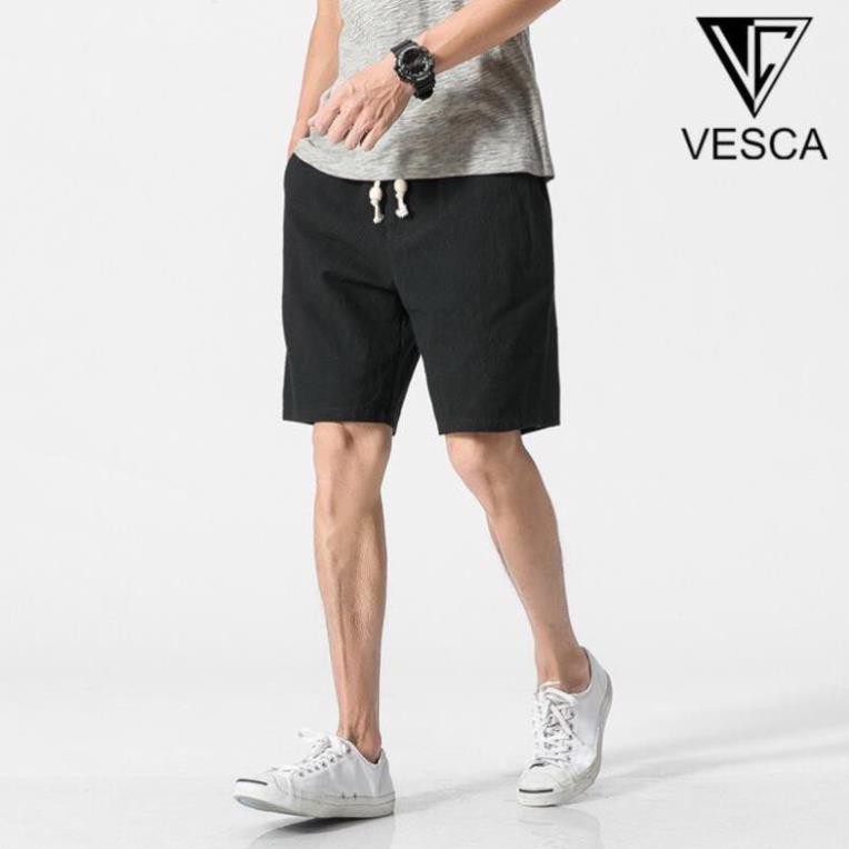 Quần short nam đũi màu trắng đen chất đũi mát mẻ lưng thun dáng thể thao hàn quốc cao cấp