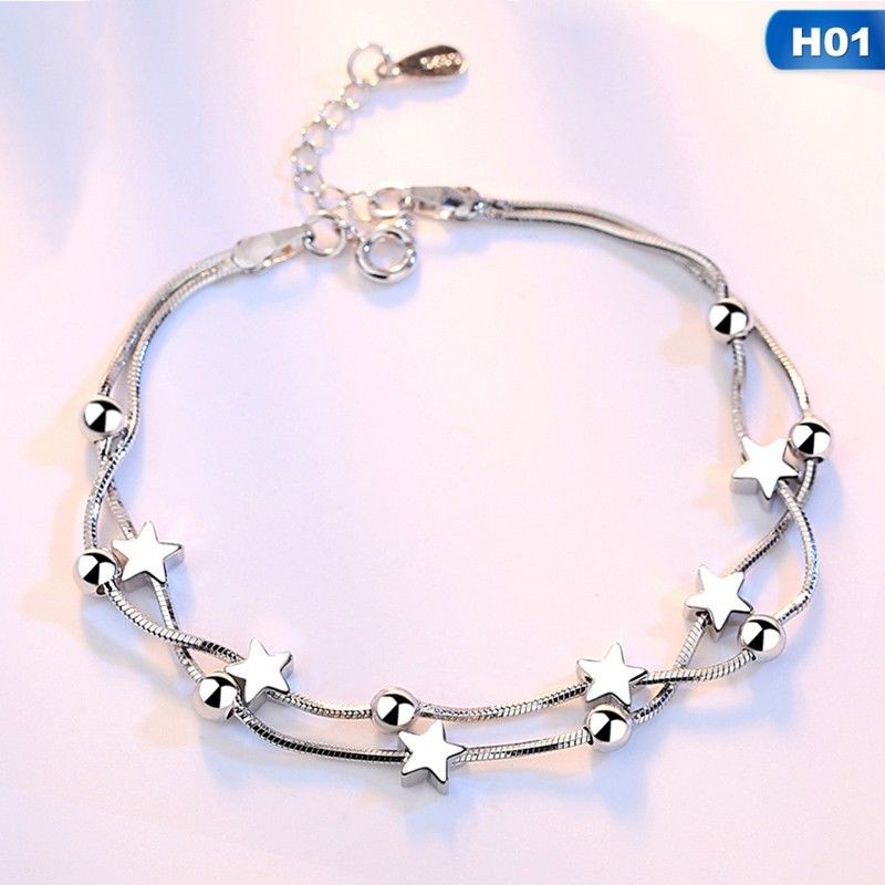 Vòng đeo tay mạ bạc hình ngôi sao xinh xắn dành cho nữ