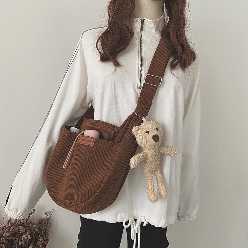Túi Đeo Chéo Vải Nhung Phong Cách Retro Nhật Bản