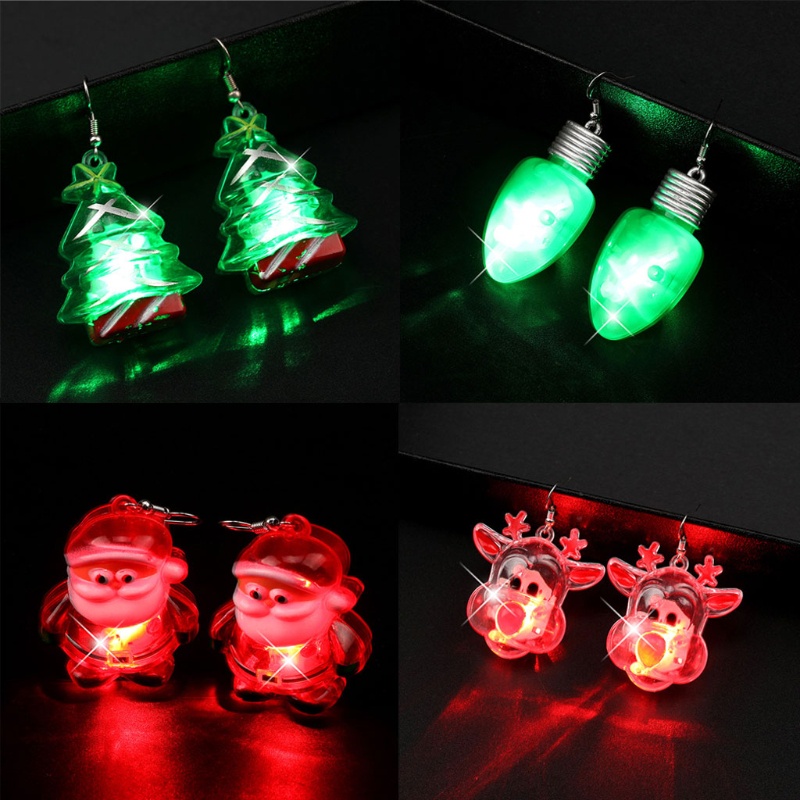 Bông Tai Hình Ông Già Noel / Người Tuyết / Tuần Lộc Có Đèn LED Phát Sáng Độc Đáo
