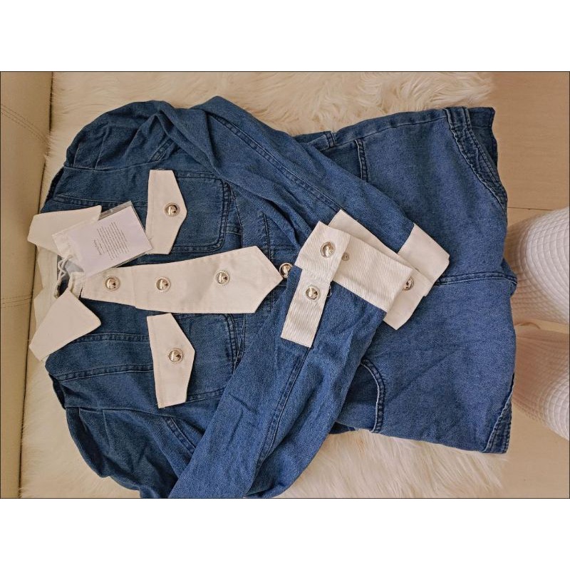 ẢNH THẬT Set Jeans denim Cúc Tịnh Y Sơ Mi Jeans Kèm Quần Short