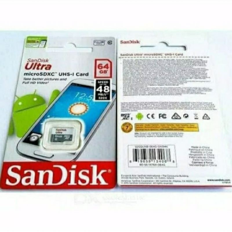 Thẻ Nhớ Micro Sd Hiệu Sandisk Ultra 64gb Class 10 64gb