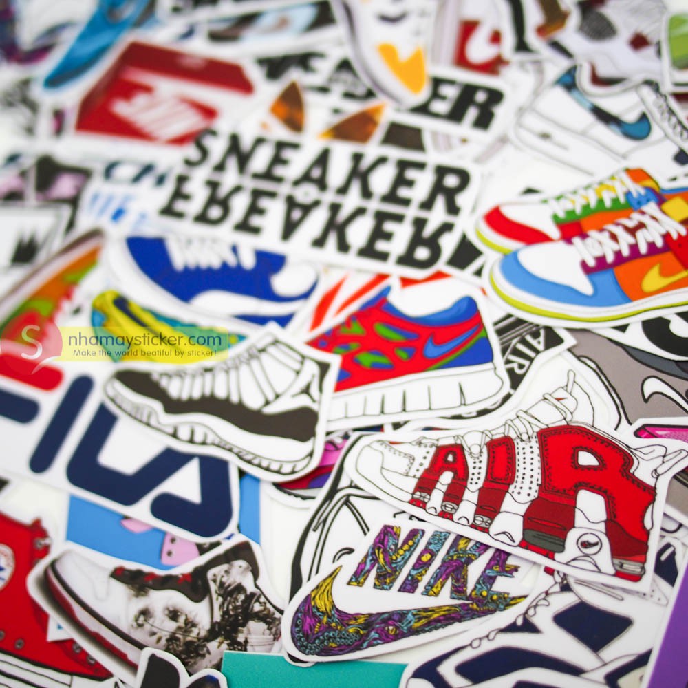 Sneaker - hộp set 100 sticker decal hình dán nón bảo hiểm , laptop, xe máy, ô tô - STICKER FACTORY