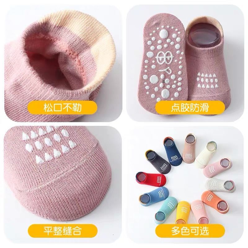 Set 3 đôi vớ em bé thoáng khí chống trượt màu kẹo dễ thương