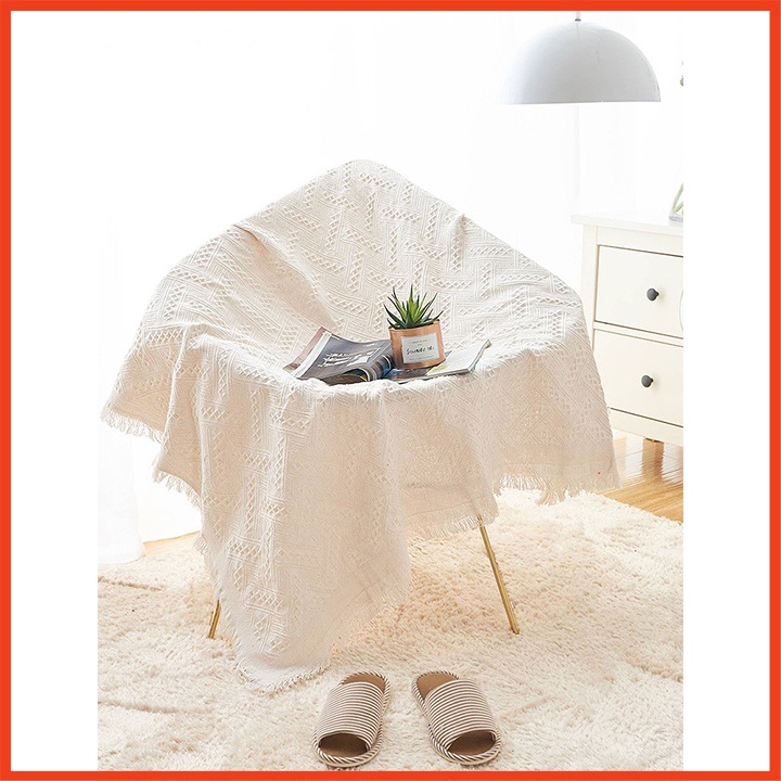 Thảm trắng trơn 100% Vải Cotton với chất liệu sợi bông tự nhiên kích thước 180x230cm