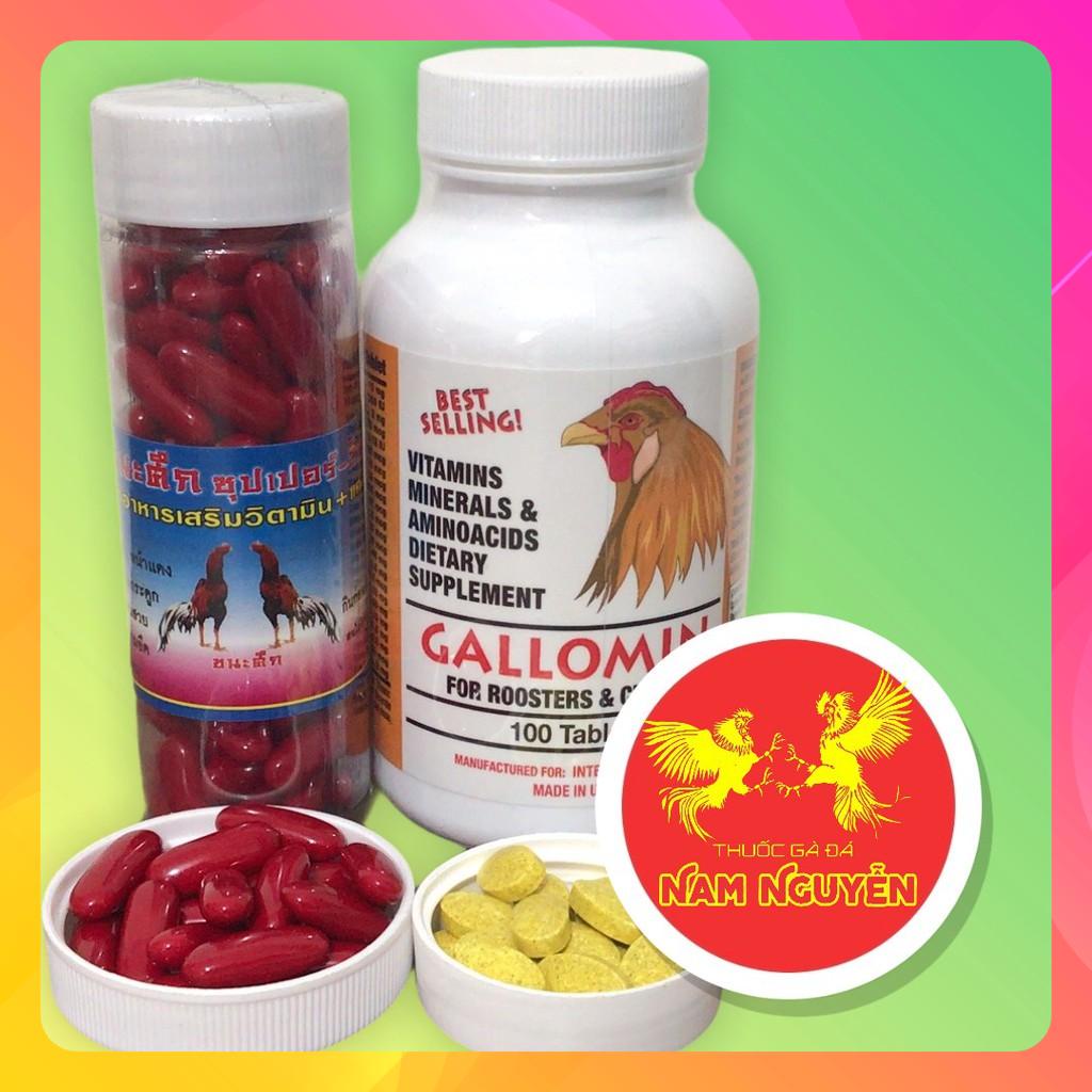 BỘ NUÔI GALLOMIN + SẮT THÁI (BÓNG LÔNG, NƯỚC MÁU, ĐÁ BO LỚN) HỦ 100V - Bán th.uốc gà đá Nam Nguyễn