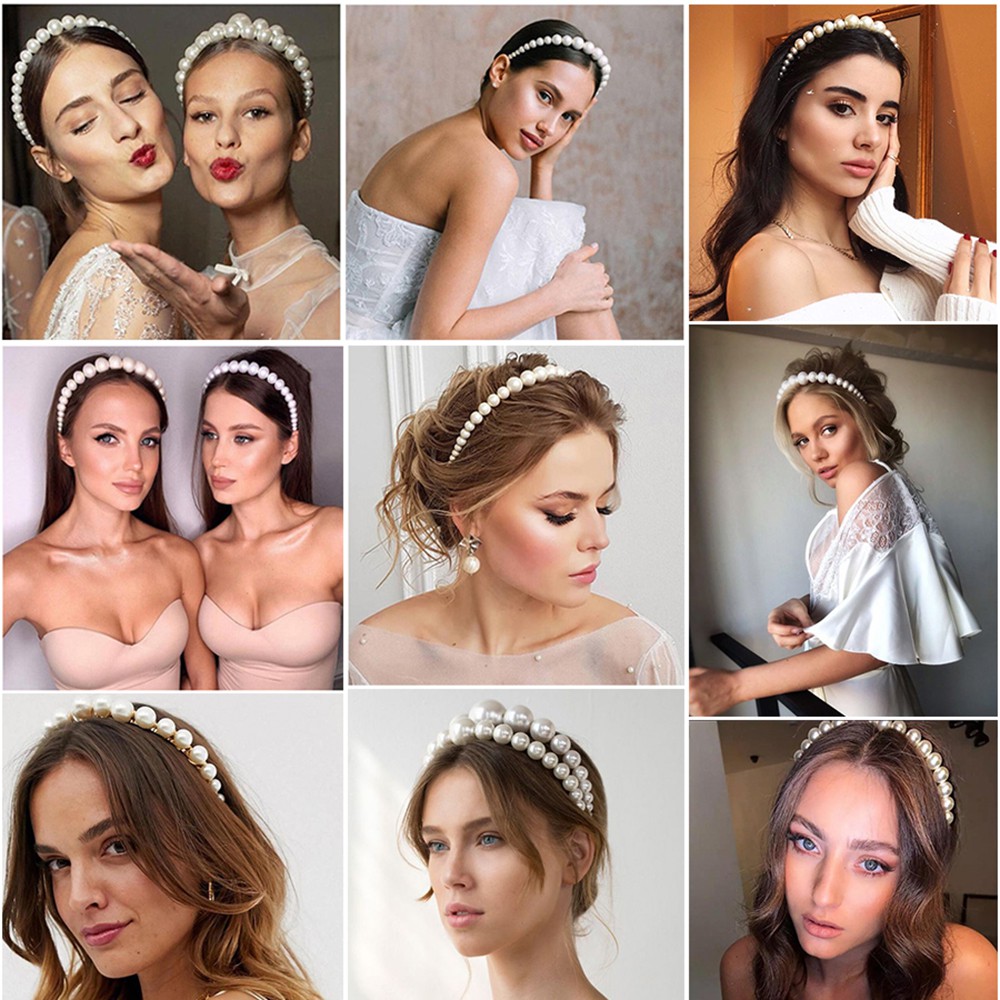 [Mã FASHIONCB264 giảm 10K đơn bất kỳ] Fashion Pearl Headband Party Wedding