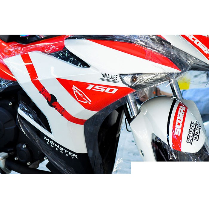 Tem trùm exciter 150 trắng đỏ mẫu mới, độ team trùm decal xe máy ex dán đời 2015-2020