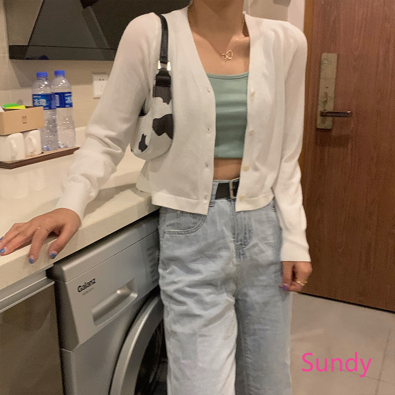Áo Khoác Cardigan Dệt Kim Tay Dài Chống Nắng Thời Trang Mùa Hè Cho Nữ