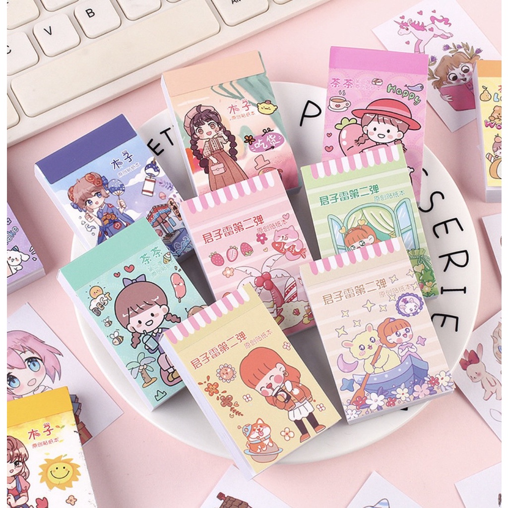 Sổ Tay 50 Tờ Sticker Hoạt Hình Siêu Xinh, Dạng Sổ Tiện Dụng