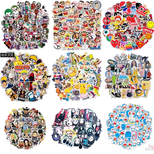 50 miếng Sticker cute dán vali, nón bảo hiểm, xe nhiều kiểu chất liệu chống thấm nước