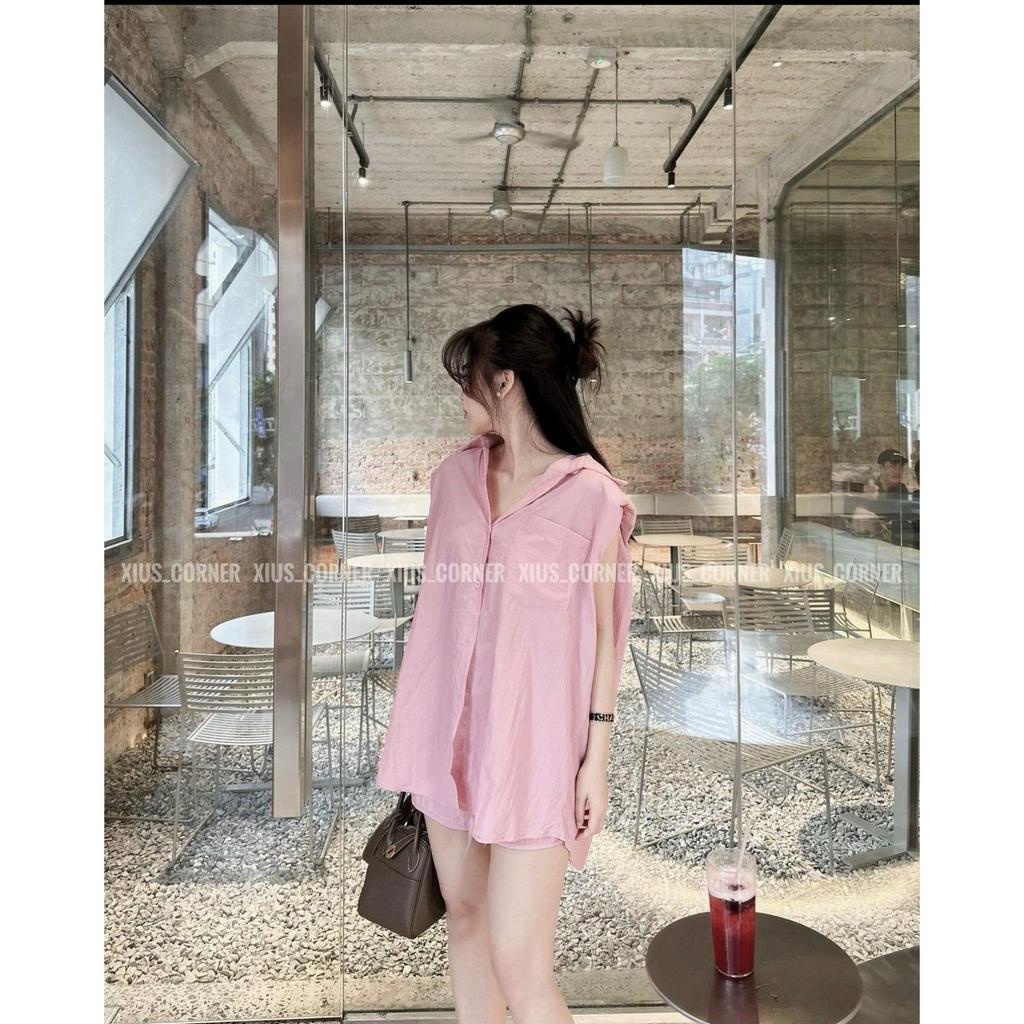SET ÁO SƠ MI SÁT NÁCH TÚI + QUẦN SHORT 2 MÀU (TH)