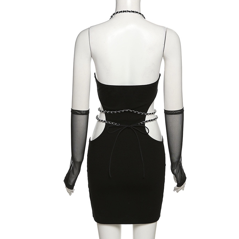 DUNEA Đầm nữ cổ yếm không tay gợi cảm thời trang