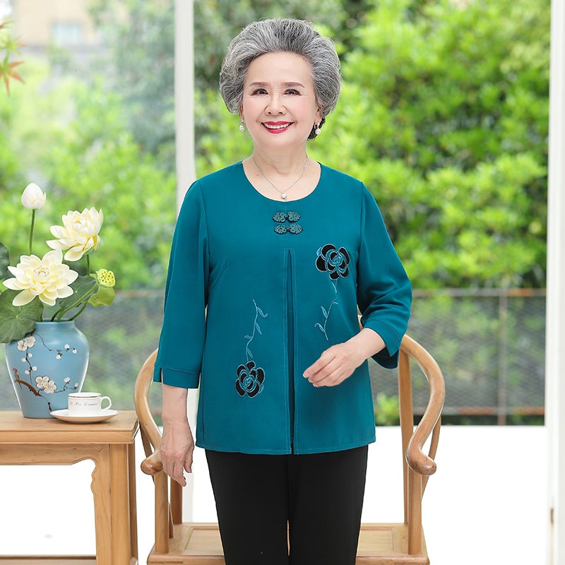 Áo thun xuân thu, áo khoác, áo bà ba xuân cho phụ nữ trung niên và cao tuổi