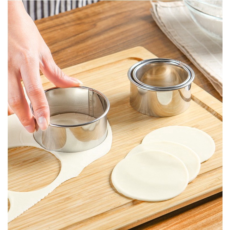 Bộ 5 Khuôn Làm Bánh Hình Tròn Mini Bằng Thép Không Gỉ
