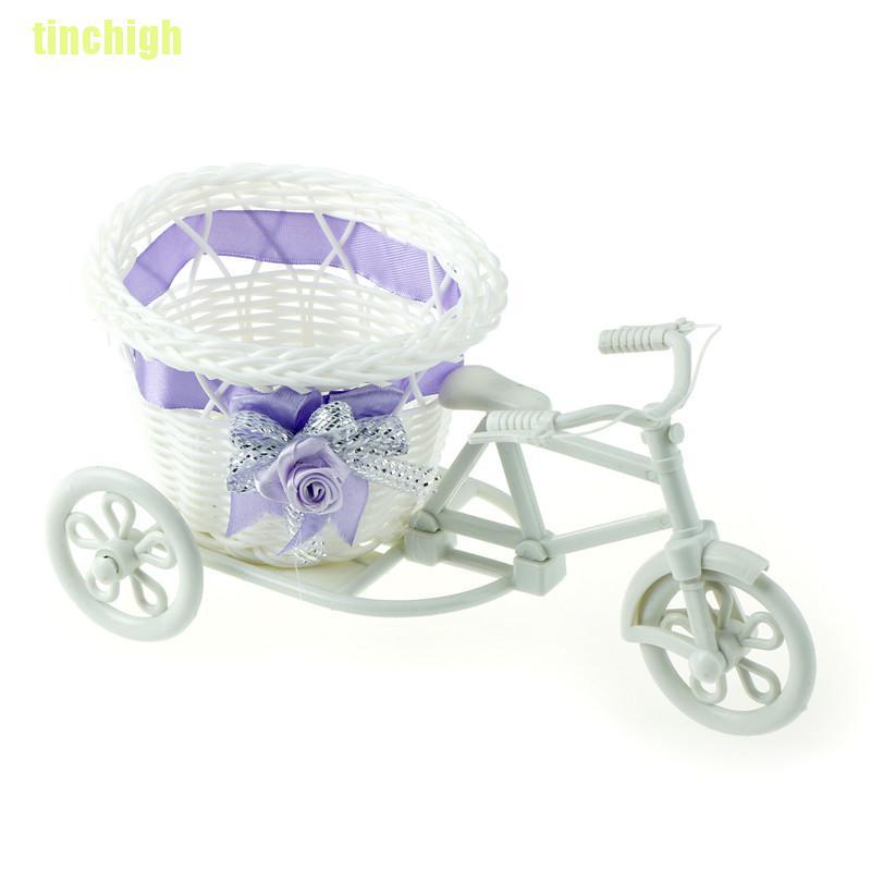 Giỏ Hoa Xe Đạp Màu Trắng Trang Trí Nhà Cửa