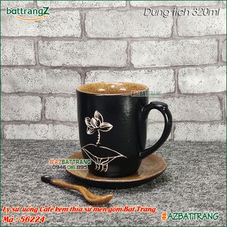 [MỚI] Ly cốc sứ uống cafe kèm thìa sứ men gốm Bát Tràng AZ