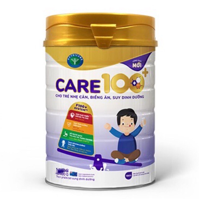 Sữa bột Care 100+ cho trẻ nhẹ cân, biếng ăn, suy dinh dưỡng loại 900g