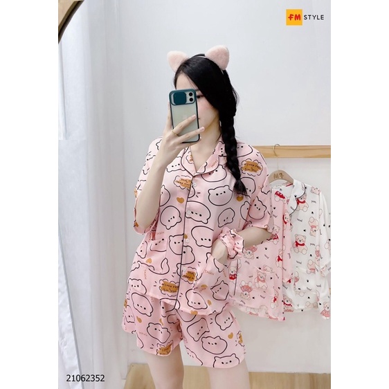 Bộ Ngủ Pijama cộc tay mặc nhà chất kate Hoạt Hình Ulzzang 👘set mặc nhà nữ cộc tay nhiều màu 👘 freeship👘 sale