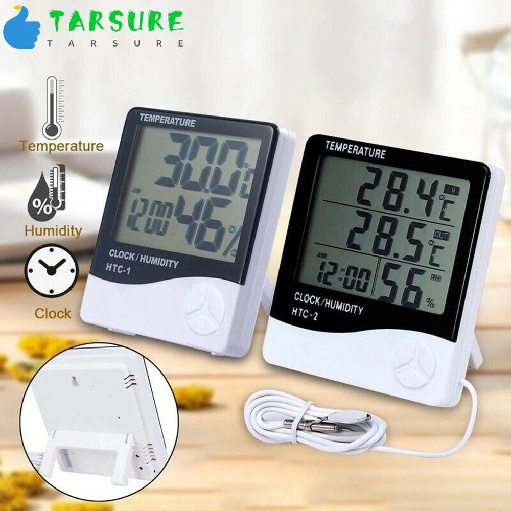 TARSURE LCD Digital Indoor Outdoor Thermometer Weather Station Clock HTC-1 HTC-2