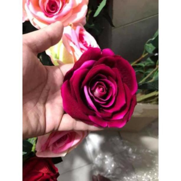 Hoa giả - đầu bông hồng nhung cao cấp (ib  zalo để thỏa thuận giá lẻ, buôn và hỗ trợ cước ạ)