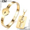 BỘ VÒNG VÀ DÂY CHUYỀN TITAN Ổ KHÓA CHÌA KHÓA CP016 (VÀNG)
