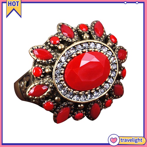 (Travelight) Nhẫn Hợp Kim Hình Hoa Đính Đá Xinh Xắn (Size 7-10)