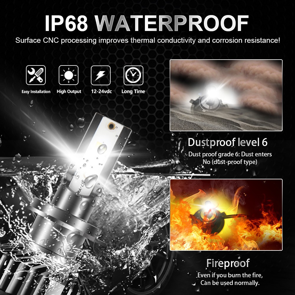 UNISHINE 3000K + 6500K H1 H3 Dual Color Led Bulbs H7 H8 H11 Led Light Headlight Bulb 12V 10000LM 9005 9006 HB3 HB4 LED Fog Lamps