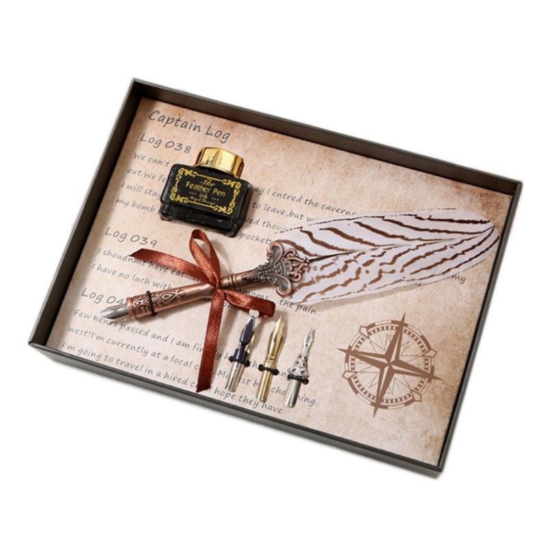 Set Bút Máy Và 3 Ngòi Bút Lông Vũ Cổ Điển