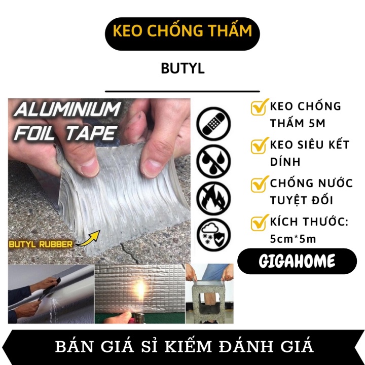 Cuộn Băng Keo GIGAHOME Băng Keo Butyl 5m, Siêu Dính, Siêu Chống Thấm, Sửa Chửa Nhà Cửa 7442