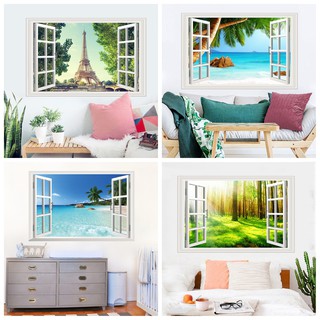 [ SALE_SỐC ] Decal dán tường cửa sổ - Tranh dán tường trang trí nhà thêm rộng