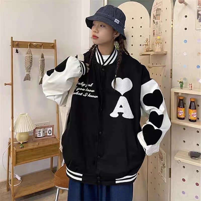 Áo Khoác Gió Bomber Chữ A Unisex ⚡ 𝐅𝐫𝐞𝐞𝐬𝐡𝐢𝐩 ⚡Áo khoác bóng chày chất đẹp oversized trẻ trung năng động