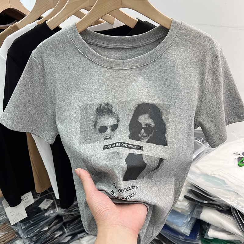 NRVP Áo thun cotton tay ngắn cổ tròn thời trang mùa hè phong cách Hàn Quốc cho nữ