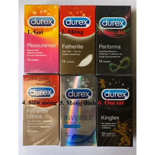 Bao cao su Durex Performa, invisible, pleasuremax, kingtex