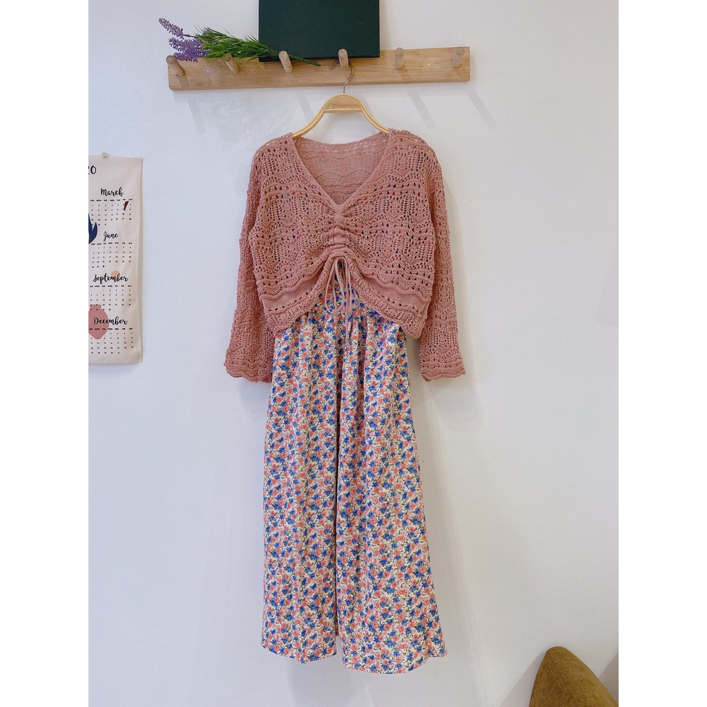 Váy 2 dây hoa nhí khóa kéo cạnh sườn Ulzzang style 🌻 Hàng Quảng Châu