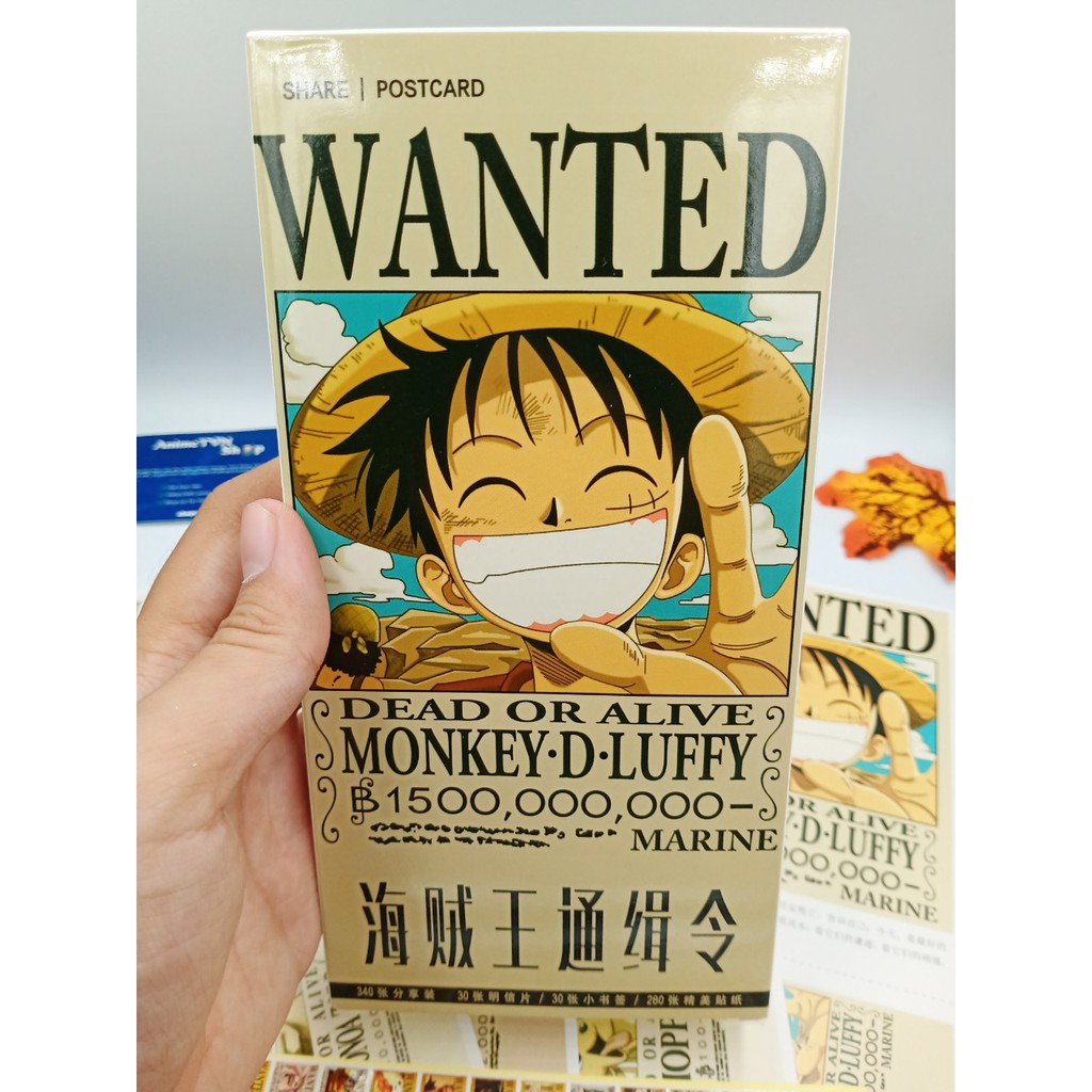 Hộp Postcard Bưu thiếp (Trọn bộ 340 Hình có Sticker) Anime/Manga One Piece ( Đảo Hải Tặc)