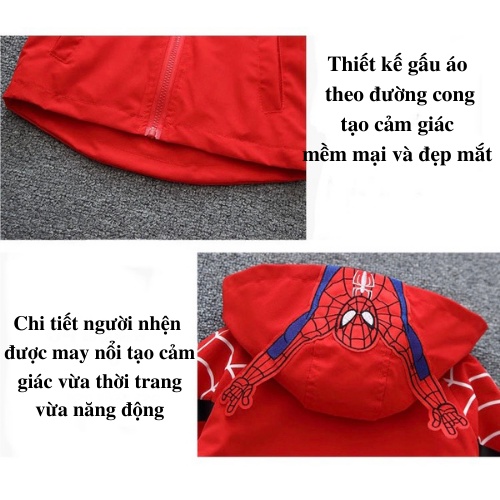 Áo khoác cho bé, áo gió người nhện cho bé trai chống gió giữ ấm mùa đông Xuân Cường Kids size từ 7 đến 20kg