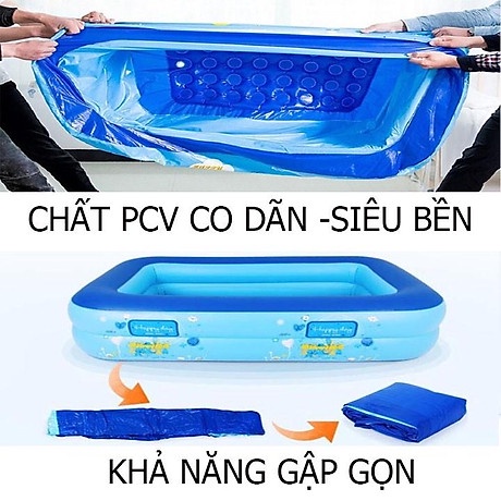 Bể phao bơi 3 tầng 1m8 , Hồ bơi trẻ em người lớn đáy 2 lớp an toàn cho bé