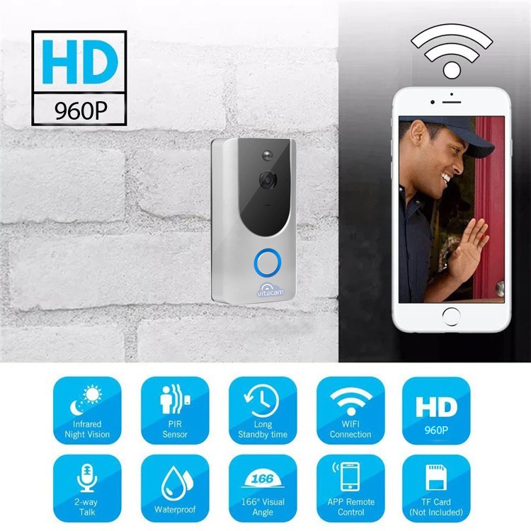 Chuông cửa ghi hình camera wifi không dây Vitacam DB02