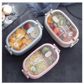 Hộp cơm lúa mạch chữ nhật 2 tầng kèm thìa dĩa