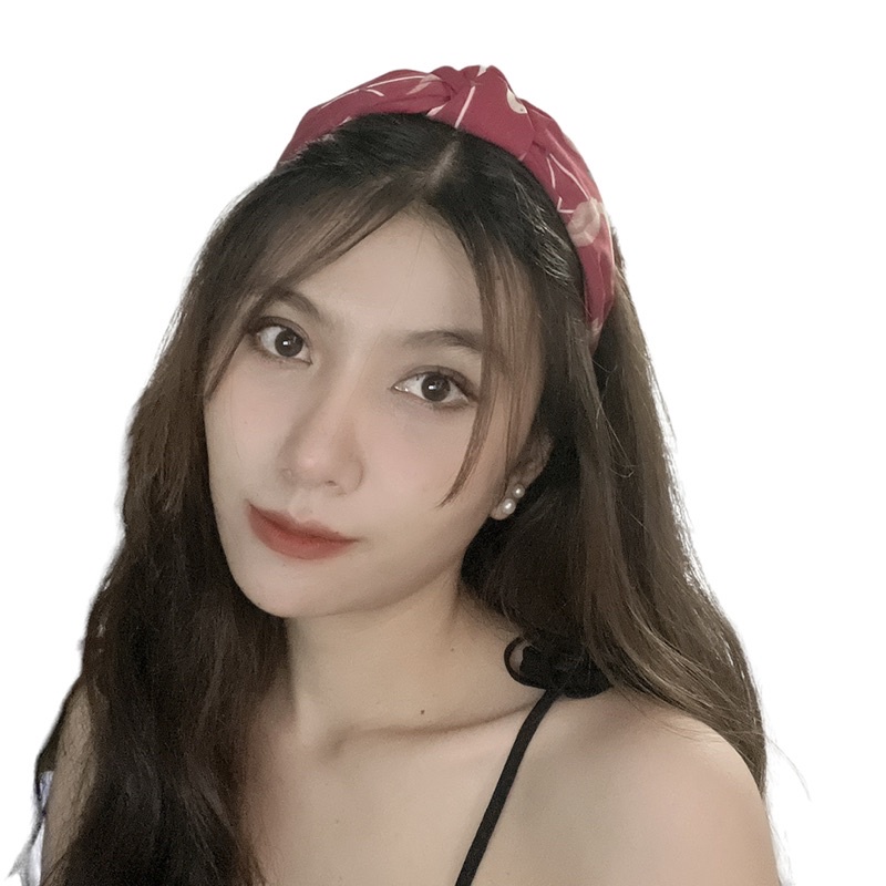Cài tóc đơn giản nữ tính in hoa lá - Băng đô tóc nữ tính in hình hoa lá