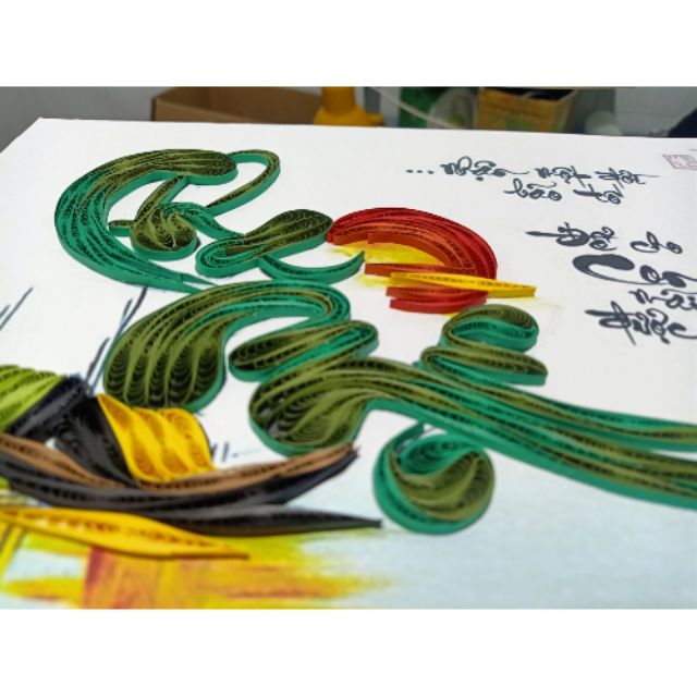 Tranh giấy xoắn Quilling chữ Cha Mẹ