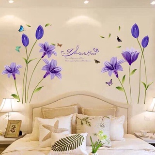 Decal dán tường hoa tulip tím