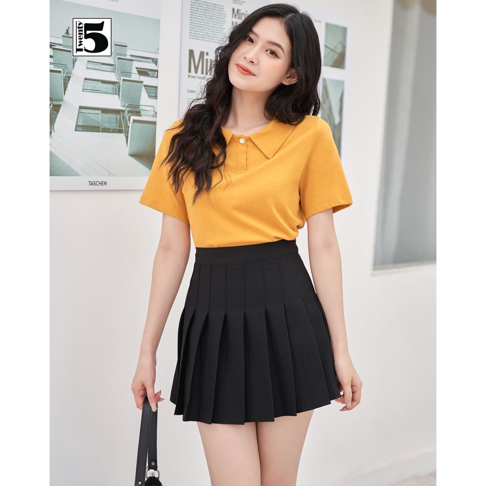 Áo thun polo nữ croptop tay ngắn chất cotton mịn Twentyfive N418