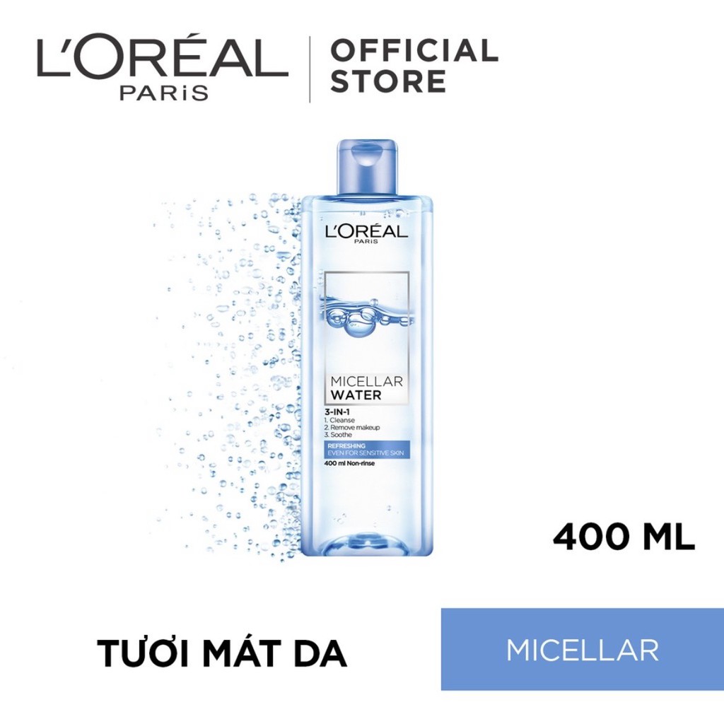 Nước tẩy trang cho mọi loại da L'Oreal Paris 3-in-1 Micellar Water 400ml | BigBuy360 - bigbuy360.vn