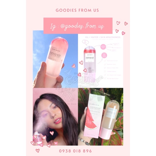 [Mã INCU1708 hoàn 15K xu đơn 50K] Xịt khoáng dưa hấu Glow Recipe Watermelon Glow Ultra Fine Mist SALE 50% !!