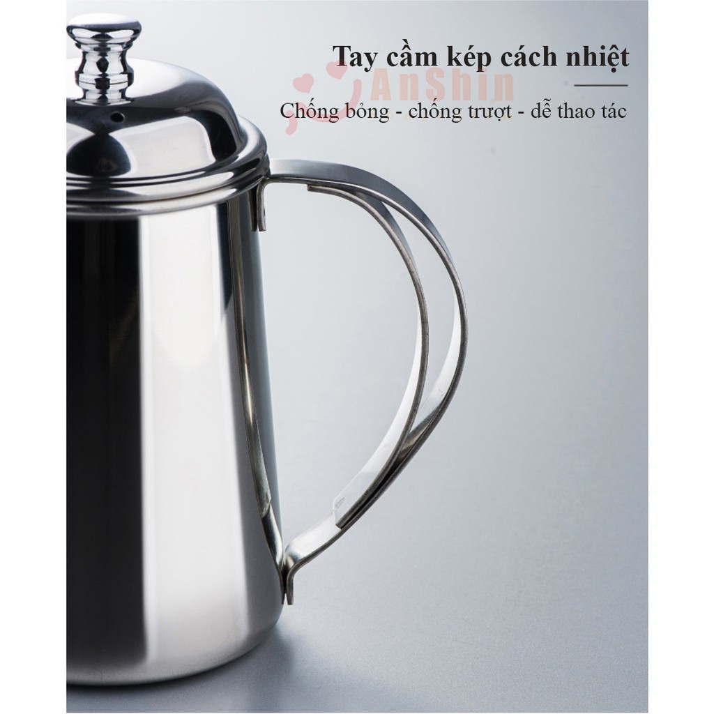 Ấm pha cafe cổ ngỗng Inox 304 cao cấp 650ml