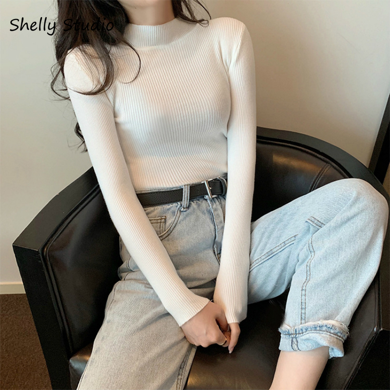 Áo dệt kim tay dài nhiều màu sắc thời trang phong cách Hàn Quốc