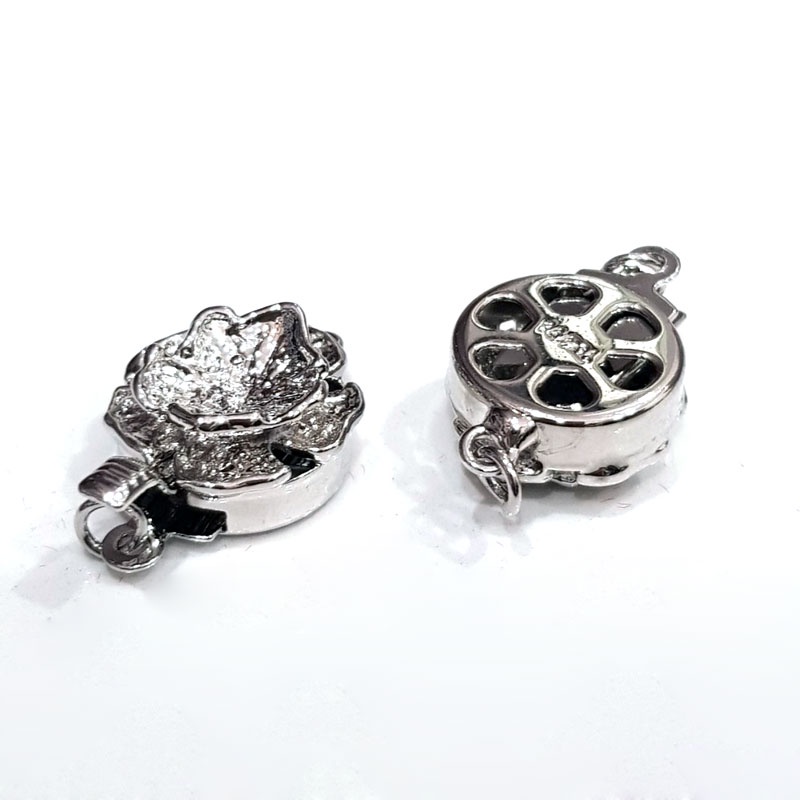 [K29B] Phụ kiện trang sức (DIY) - Khóa trống gắn ngọc 6-10ly lá sen làm vòng cổ vòng tay